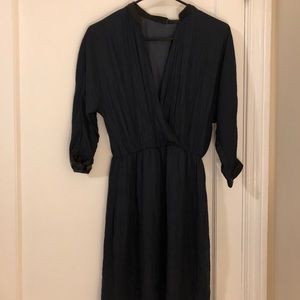3/4 sleeve dress blue - fluid